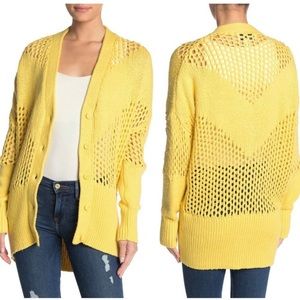 WILDFOX L Backyard Cardigan 100% Cotton Sweater Open Knit
